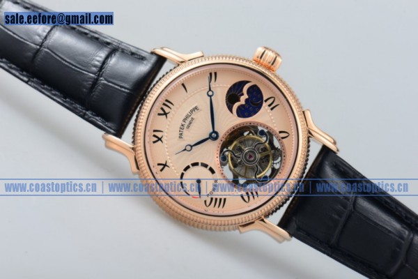 1:1 Clone Patek Philippe Grand Complication Moon Sun Power Reserve Tourbillon Watch Rose Gold 5130RRB - Click Image to Close